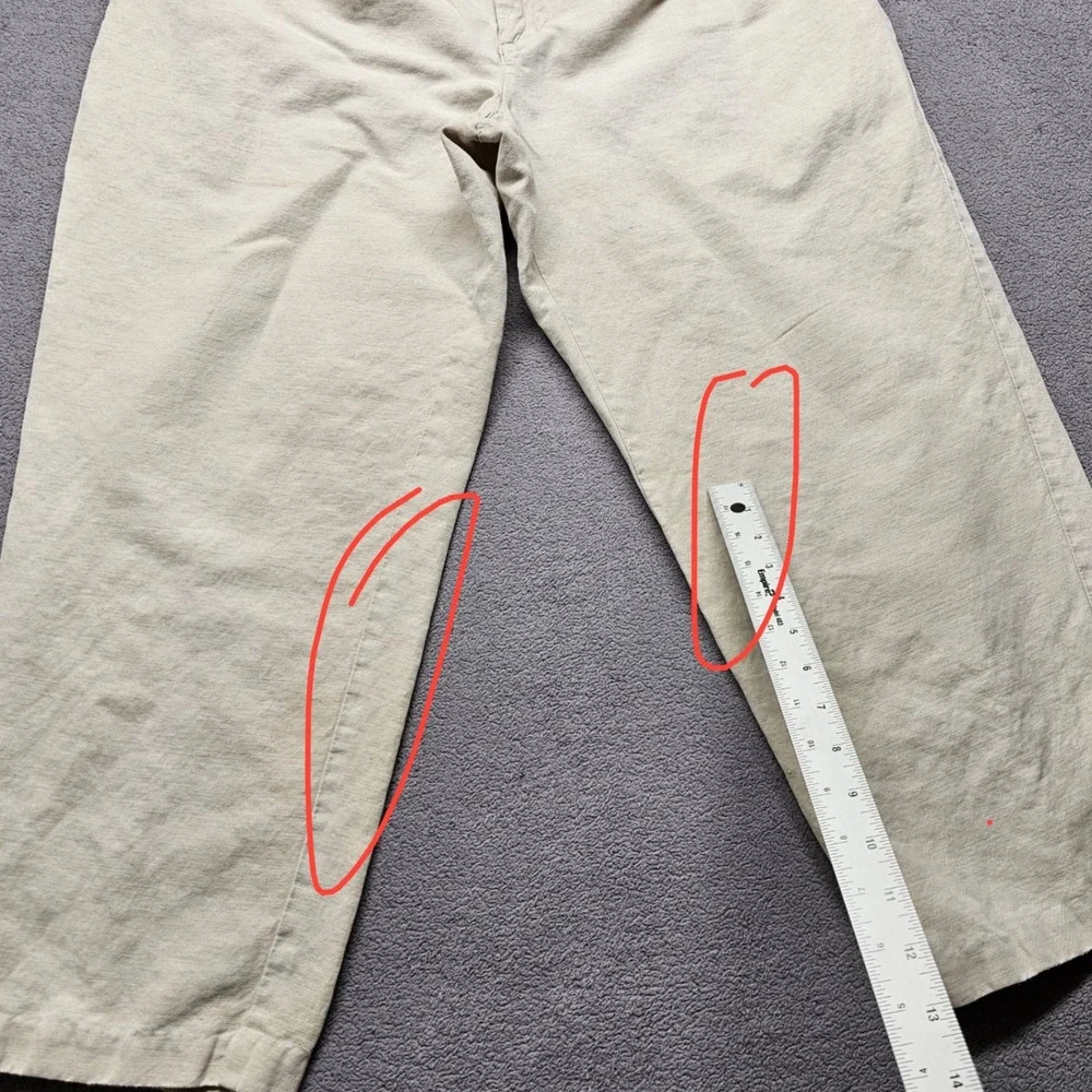 Club Room Mens 33x30 Linen Cotton Pleated Pants Beige Wide Leg Relaxed Chinos